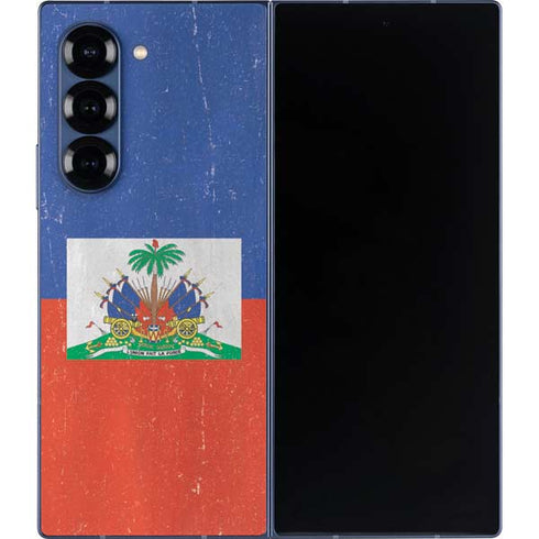Haitian Flag Distressed Galaxy Z Fold6 Skin